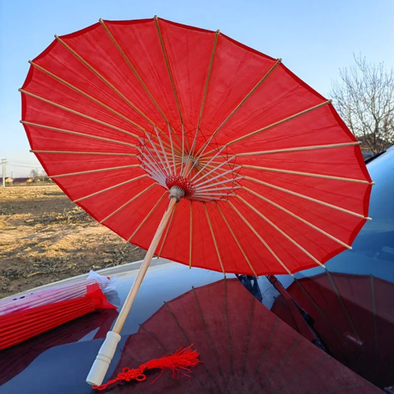 

Ancient Prop Parasol Women Decorative Dance Paper Red Silk Style Oil Umbrellas Vintage Color Chinese Solid Cloth Umbrella