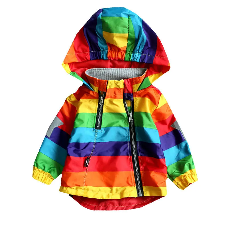 

LILIGIRL Boys Girls Rainbow Coat Hooded Sun Water Proof Children's Jacket for Spring Kids Clothes Clothing Outwear