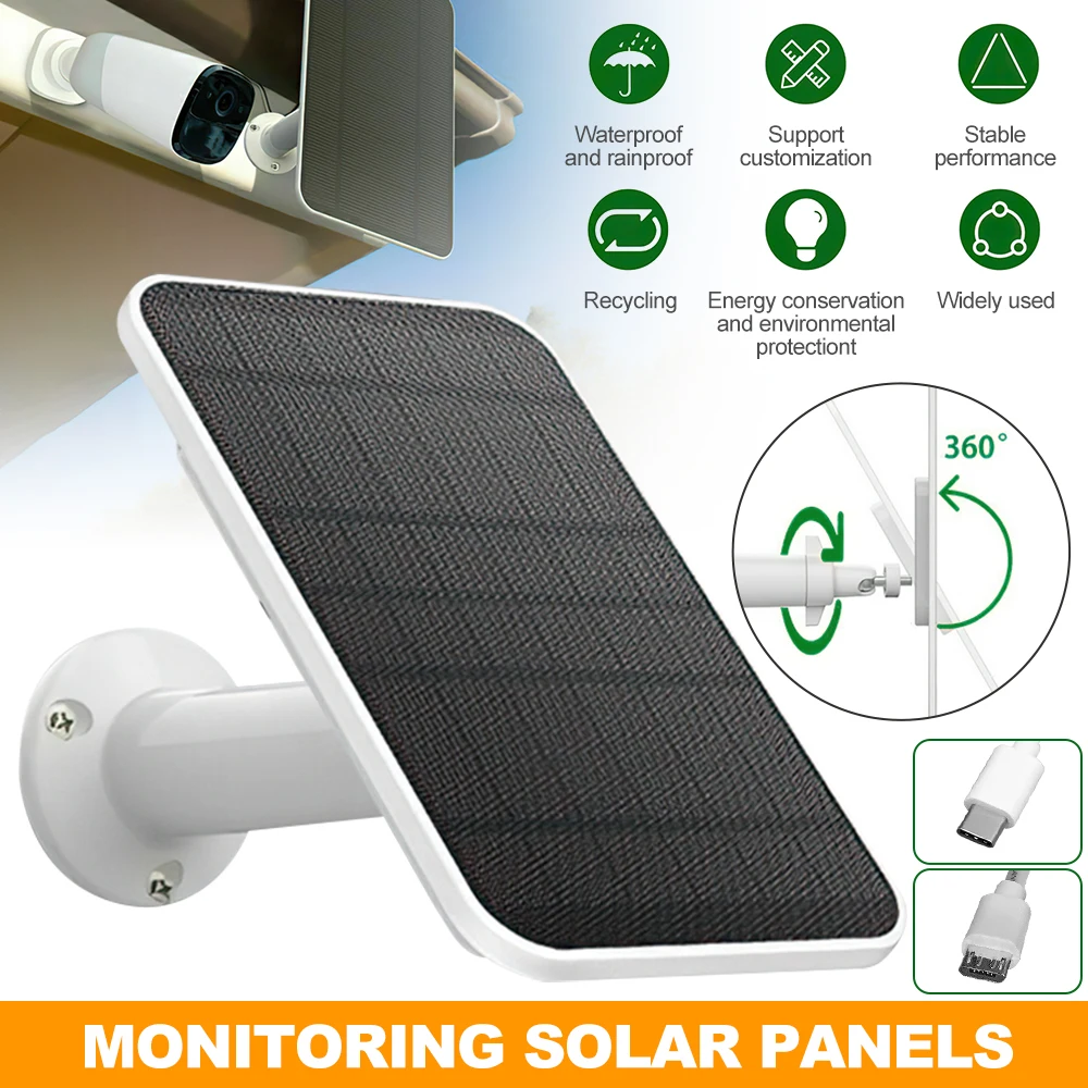 4W Solar Panel for Eufy Eufycam Cam 2/2C/2C Pro/E/2 Pro Cam Weatherproof Wall Mount Rotatable Brackets with 9.8ft Power Cable