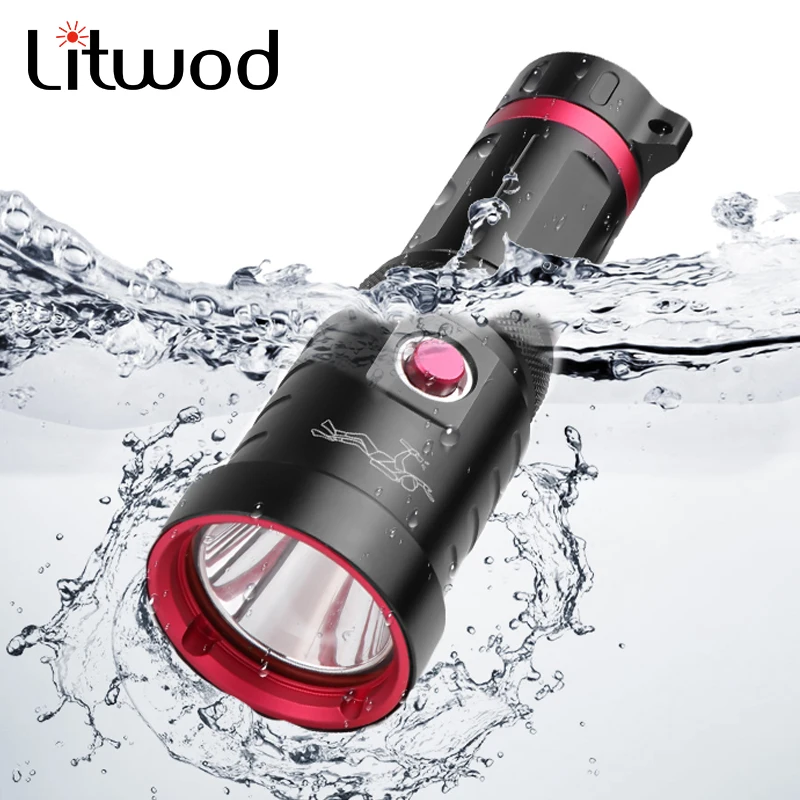 

Led Flashlight XHP70.2 Diving Military Grade Torch Waterproof Underwater 100m Power by 26650 18650 Battery Bulbs Lantern Litwod
