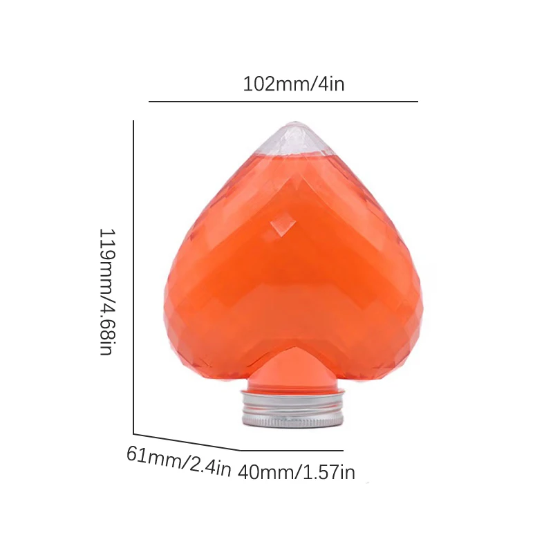 Пластиковые бутылки в форме сердца для напитков 300 мл 10 шт.