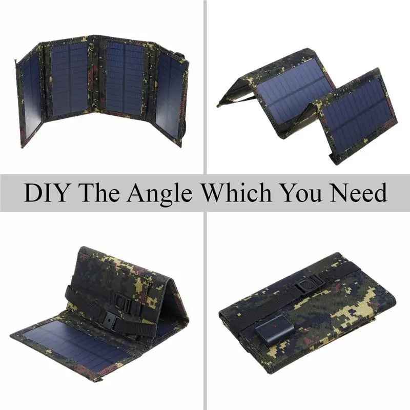 20W foldable solar panel portable charger 5V dual USB  Charging for Camping Outdoor Power Station Cell Phone Power Bank Bag