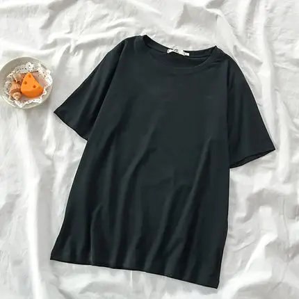 

Женская футболка с коротким рукавом, черная Повседневная футболка чистого белого цвета, Новинка лета 2021