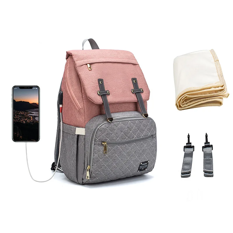 

Многофункциональная большая сумка для подгузников, органайзер, водонепроницаемый ранец для мам, сумка для ухода за ребенком, сумка для детской коляски с USB-зарядкой