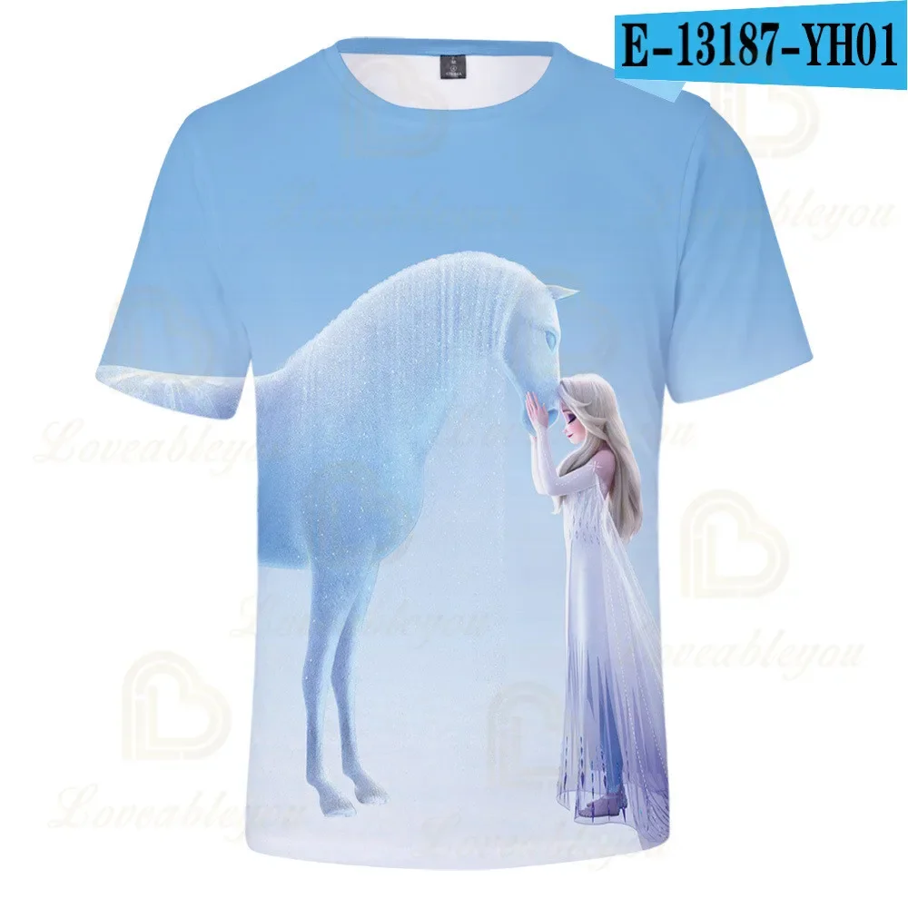 Летняя футболка для маленьких девочек Волшебная мультяшная Анна Эльза хлопковая