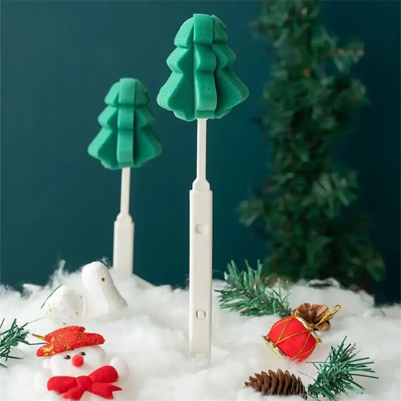 

Christmas tree long handle telescopic cup brush mother and baby Long Handle Vacuum bottle brush pine thermos cup cleaning brush