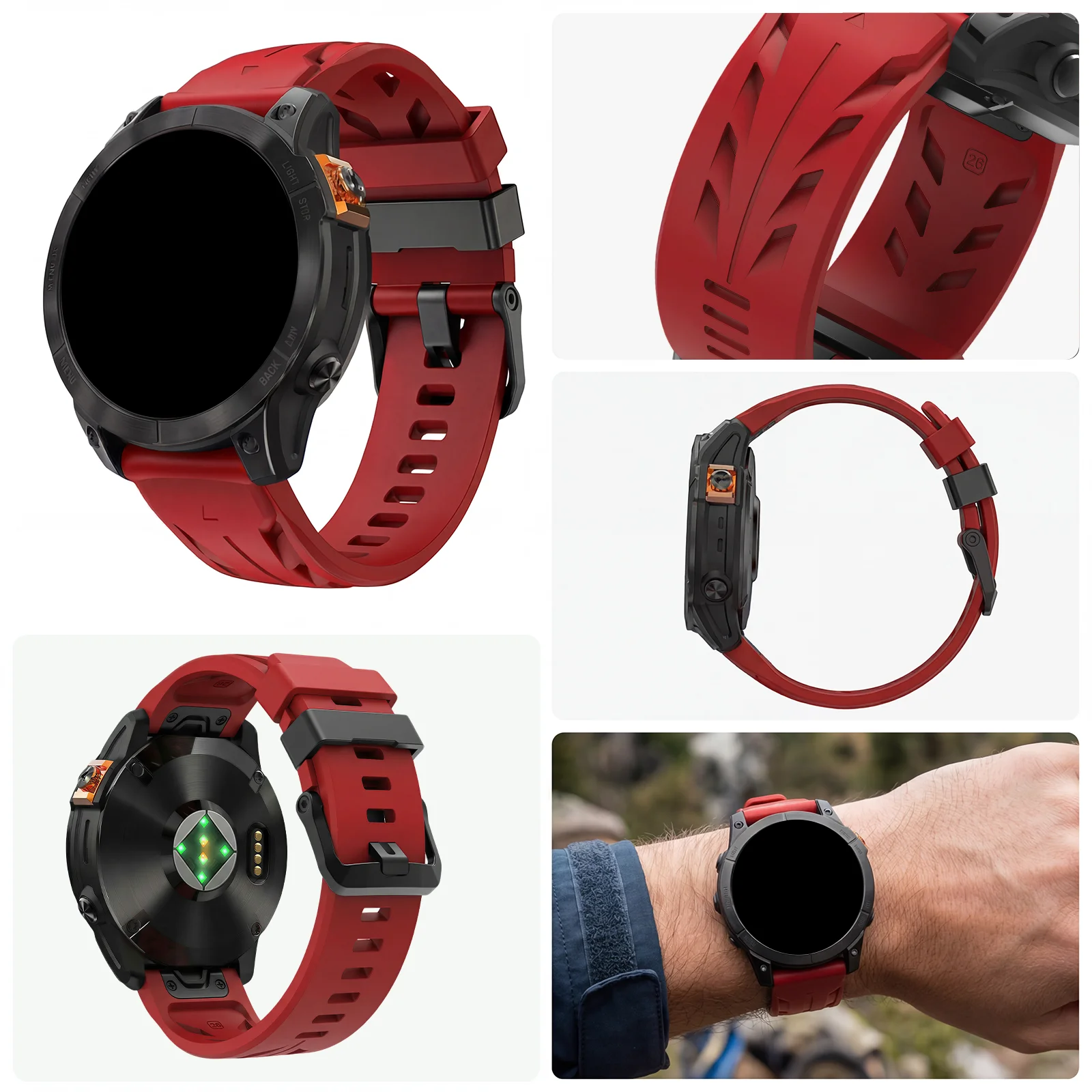 Фото Спортивный ремешок для часов 22/26 мм, совместимый с Garmin Fenix 5X 5X Plus 6 6X 6X Pro 7X 8 (51/47 мм), силиконовый унисекс-браслет №3