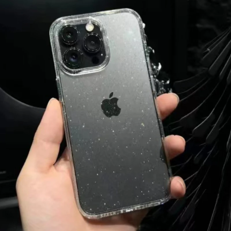 

Shockproof Glitter Transparent Case For iPhone 14 13 12 Mini 11 Pro Max X XS XR 7 8 Plus Clear Armor Cover Acrylic Bumper Funda