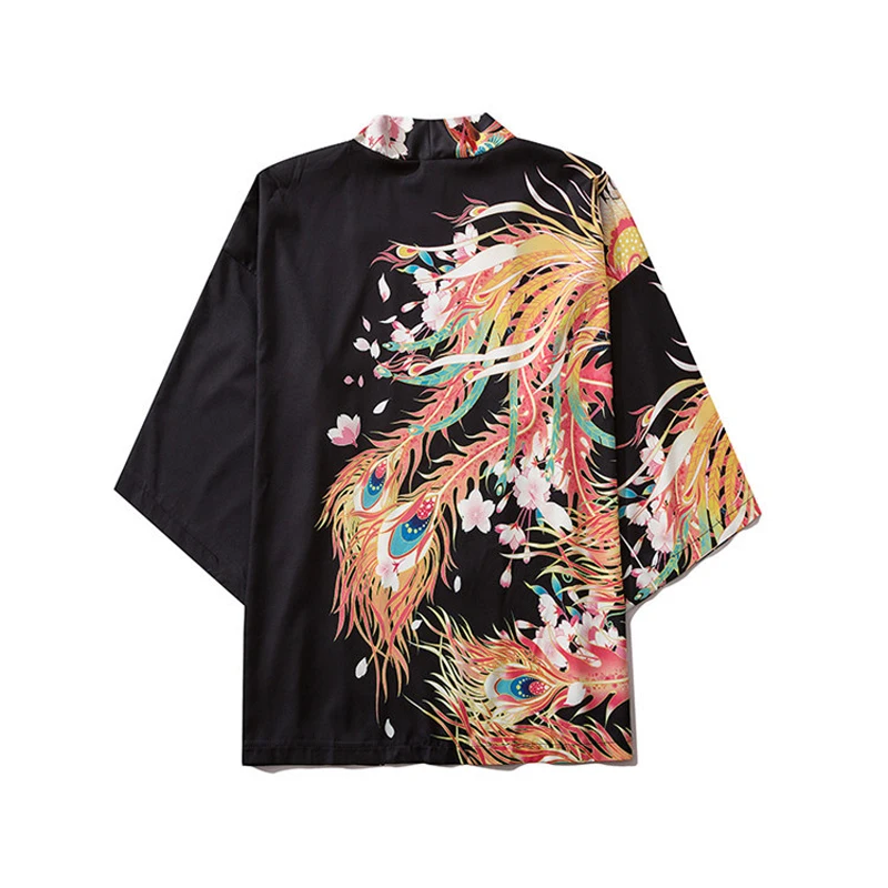 

Vintage Japanese Pattern Streetwear Cardigan Yukata Phoenix Print Traditional Cosplay Kimono Clothing Women Haori Men Kimono