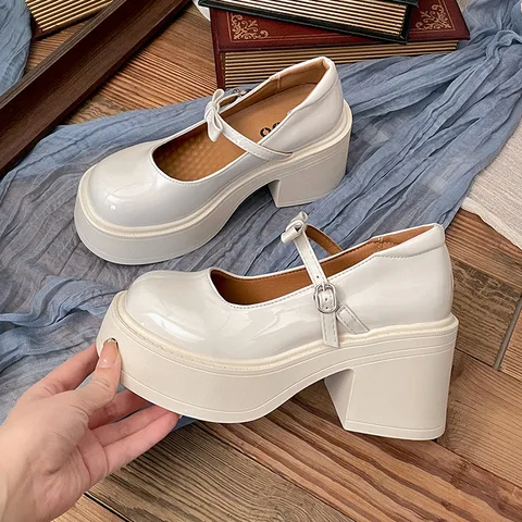 Женские туфли Мэри Джейн на толстой высокой платформе, модные туфли-лодочки для банкетной вечеринки, весенние женские модельные кожаные туфли с узлом-бабочкой