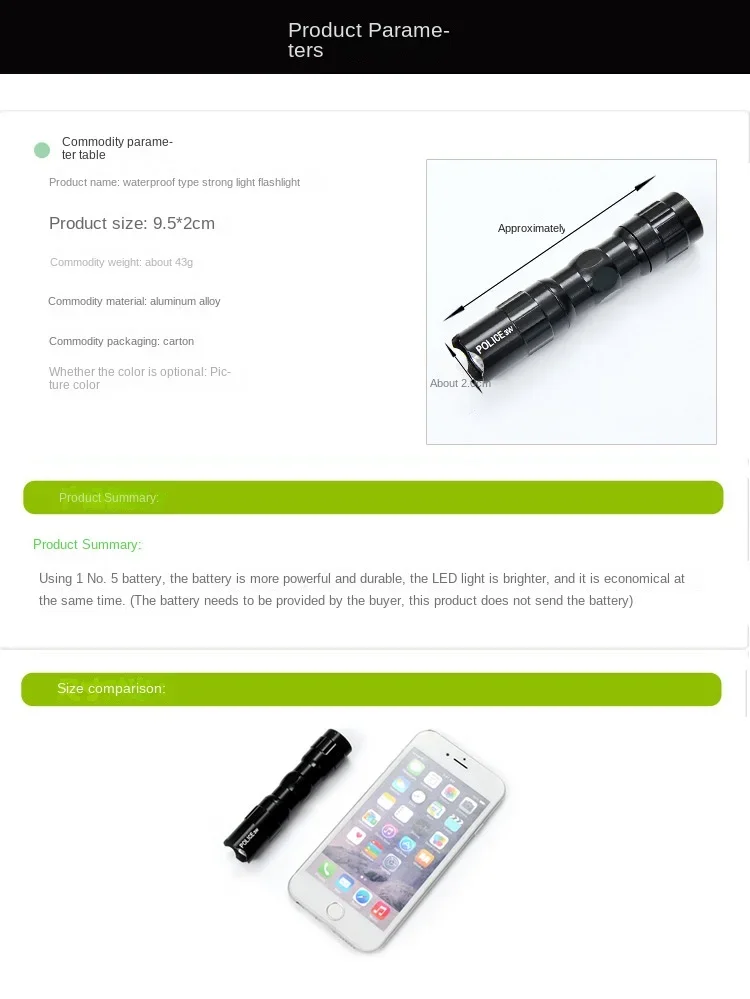 Портативный мини-фонарик с пятью ячейками