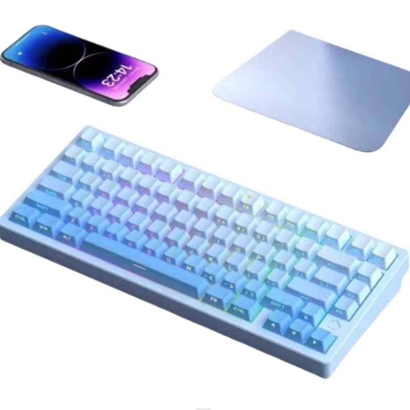 Прозрачная градиентная двухцветная боковая клавиатура с резьбой механическая