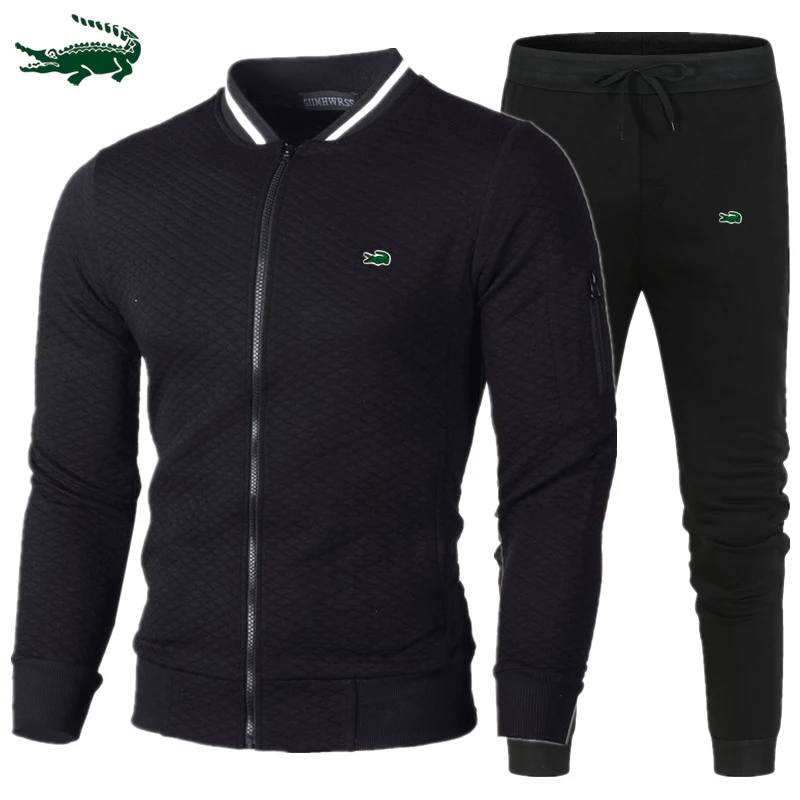 2023 autumn and winter new men's hooded  coat+casual sports pants set S-3XL