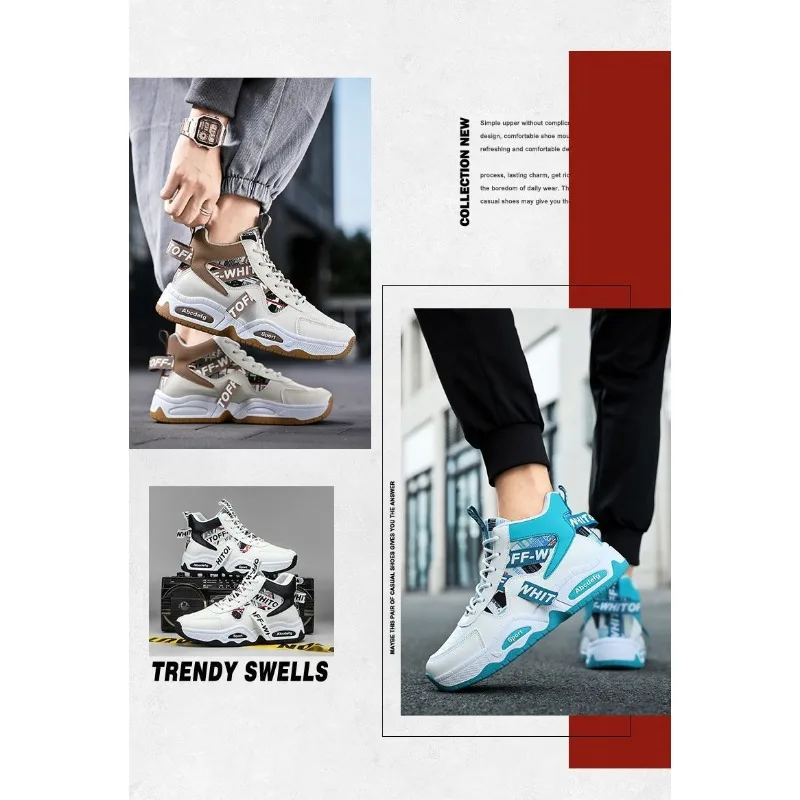 Фото Мужские высокие кроссовки на платформе в стиле Dad Shoes 2026: Новинка, дышащие, на толстой подошве, повседневные, для уличной моды, в корейском стиле №2