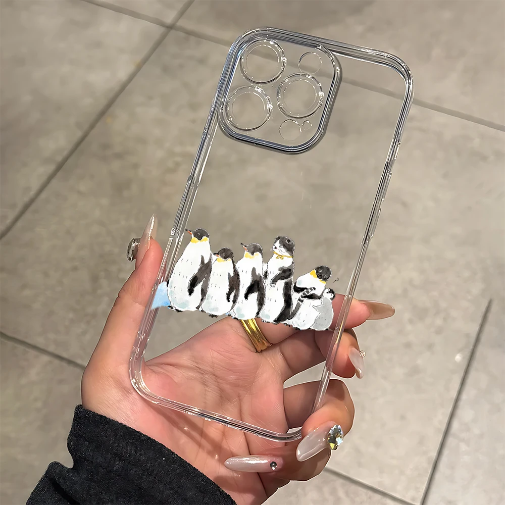 Фото Силиконовый чехол с акварельным пингвином для iPhone 17 16 15 14 13 12 11 Pro Xs Max Air Mini 7 8 6 6s Plus SE 2020 2022 Cover №1