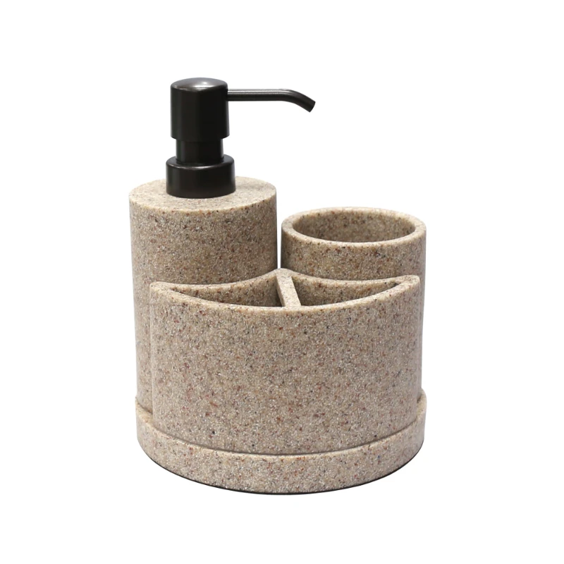 

3 Piece Natural Sandstone Bath Accessories Sets, Beige
