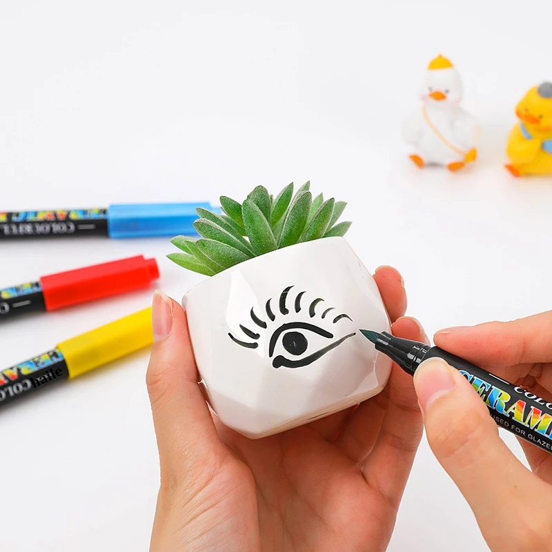 

24/12Color Brush Tip High Temperature Ceramic Marker Pen Permanent Acrylic Paint pens for Wood,Mug,Glass Painting Supplies