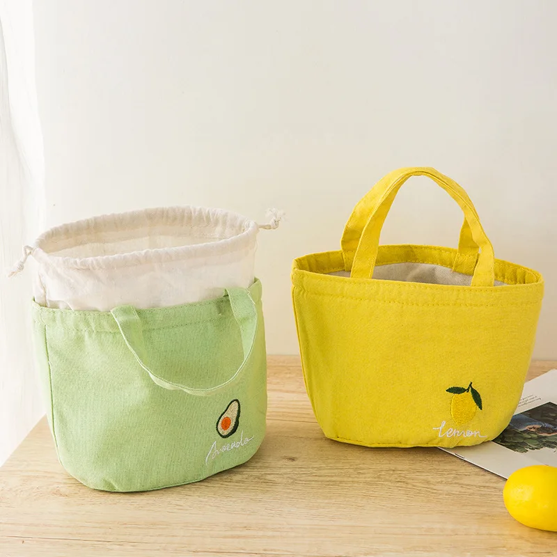 

Ins Lunch Bags Drawstring Picnic Tote Portable Insulation Lunch Box Small Handbag Drink Cooler Bag Cute Food Storage Bags