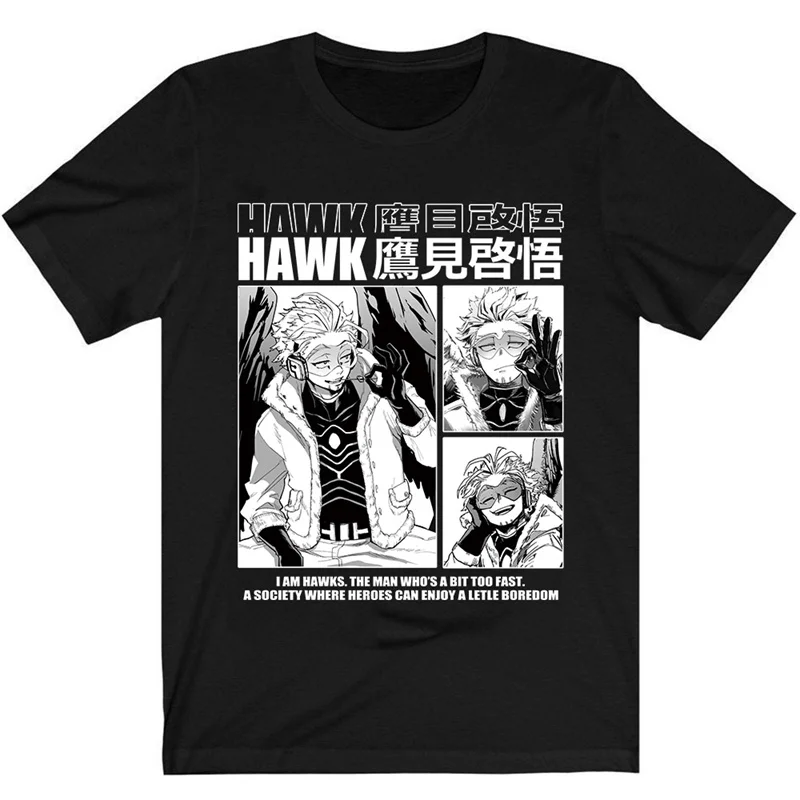 My Hero Academia Japanese Anime MHA T-Shirt Shoto Hawk Icons Tee Boku No Hero Academia Clothes 100% cotton T-shirt