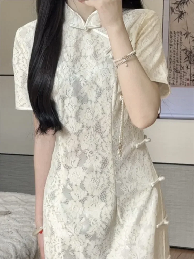 Китайское летнее традиционное китайское платье Ципао женское облегающее