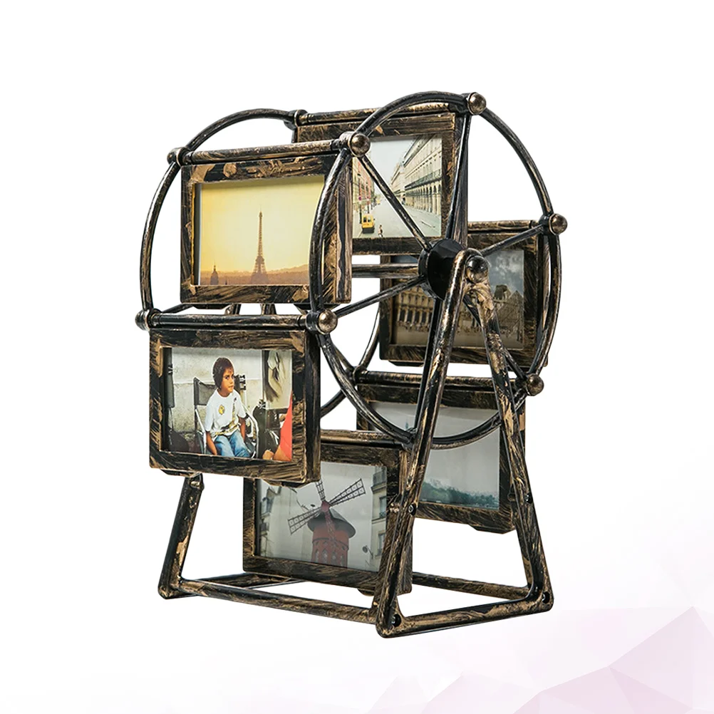 

Tabletop Family Photo Frame Vintage Ferris Wheel Rotatable Windmill Picture Frame Photo Frames Show for Home Office Decor 1pc (