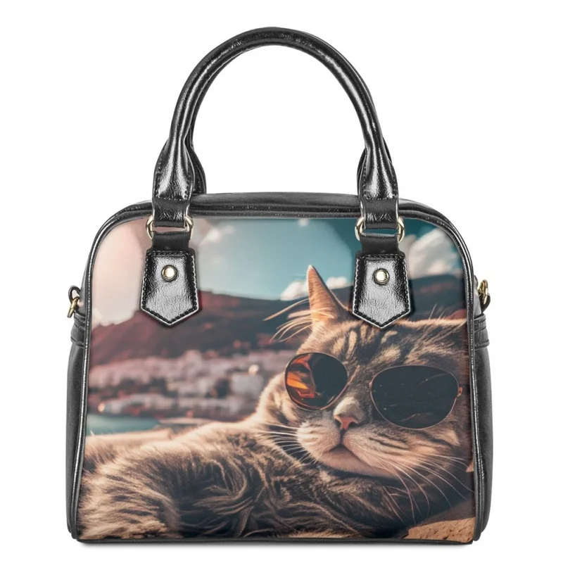 

Женская кожаная сумка через плечо с 3D-принтом кошки