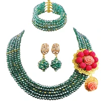 bling bling teal green ab african beads jewelry set fashion women necklace costume jewelry set