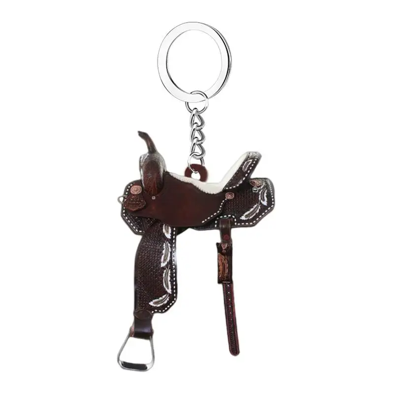 

Acrylic Horse Saddle Car Ornament 2D Western Saddle Keychain Retro Charm Decor Creative Cowboy Cowgirl Pendant For Horse Lovers