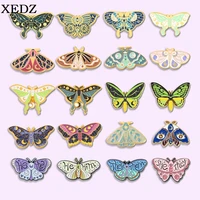 butterfly hard enamel pin custom fluorescent moon moth brooch lapel badge colorful insect jewelry gift for friends and children