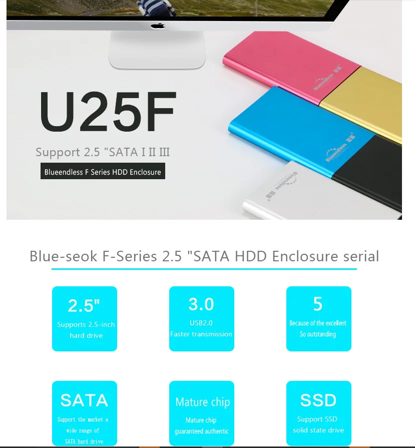 Фото Blueendless Внешние жесткие диски HD 80 Гб 500 Гб HDD ультра-тонкий сейсмический портативный жесткий диск для хранения или ноутбука №2