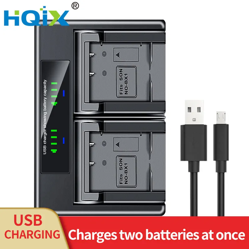 

HQIX for Sony HDR- CX450 AS100VR AS20 AS50 CX240 PJ410 MV1 WX700 PJ275 PJ440 ZV1 ZV-1 Camera NP-BX1 Dual Charger Battery
