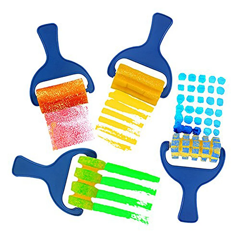 New Set of 4pcs Sponge Paint Roller Brush DIY Children Painting Brushes Kid Art Craft Tool |