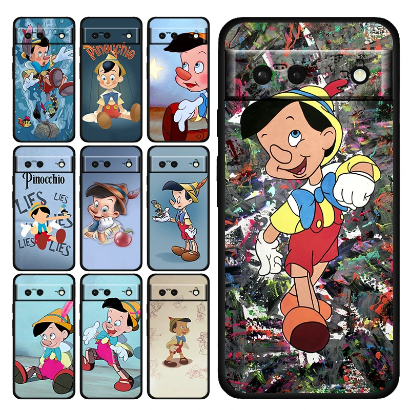 

Anime Boy Cute Pinocchio Shockproof Case for Google Pixel 7 6 Pro 6a 5 5a 4 4a XL 5G Silicone Soft Black Phone Cover Capa