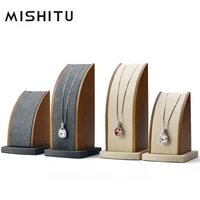 mishitu 2pcs set wooden necklace diaplay stand 7816cm microfiber pendant display rack jewelry organizer prop