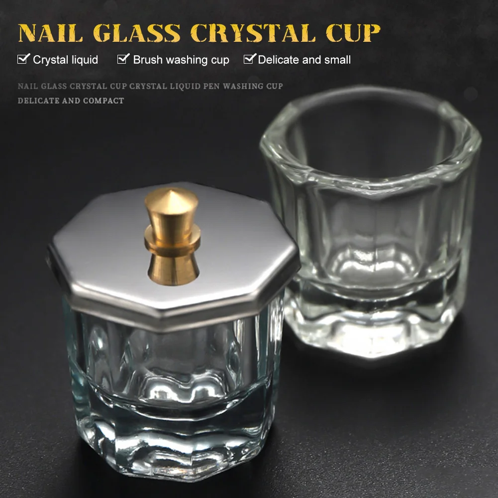 

Nail Art Crystal Glass Dappen Dish With Lid Mini Acrylic Liquid Powder Bowl Cup Nail Art Manicure Tools Washing Equipment