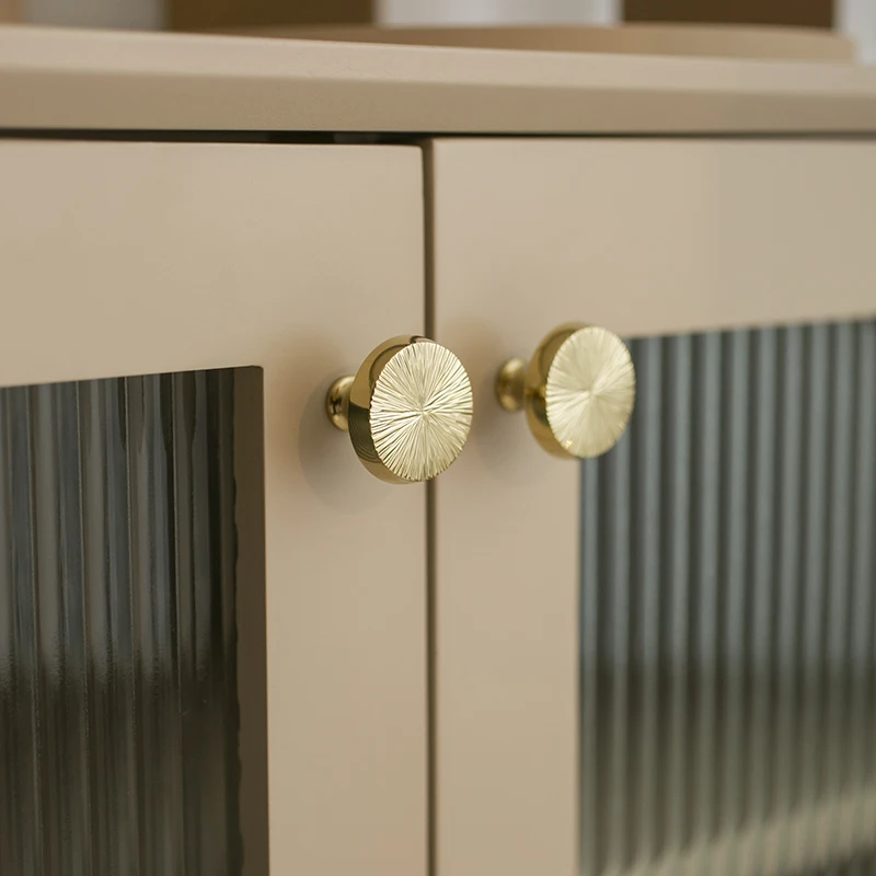 

Original Light Luxury Cabinet Door Handle French Style Wardrobe Drawer Gold Handmade Hammer Pattern Nordic Circular Knobs