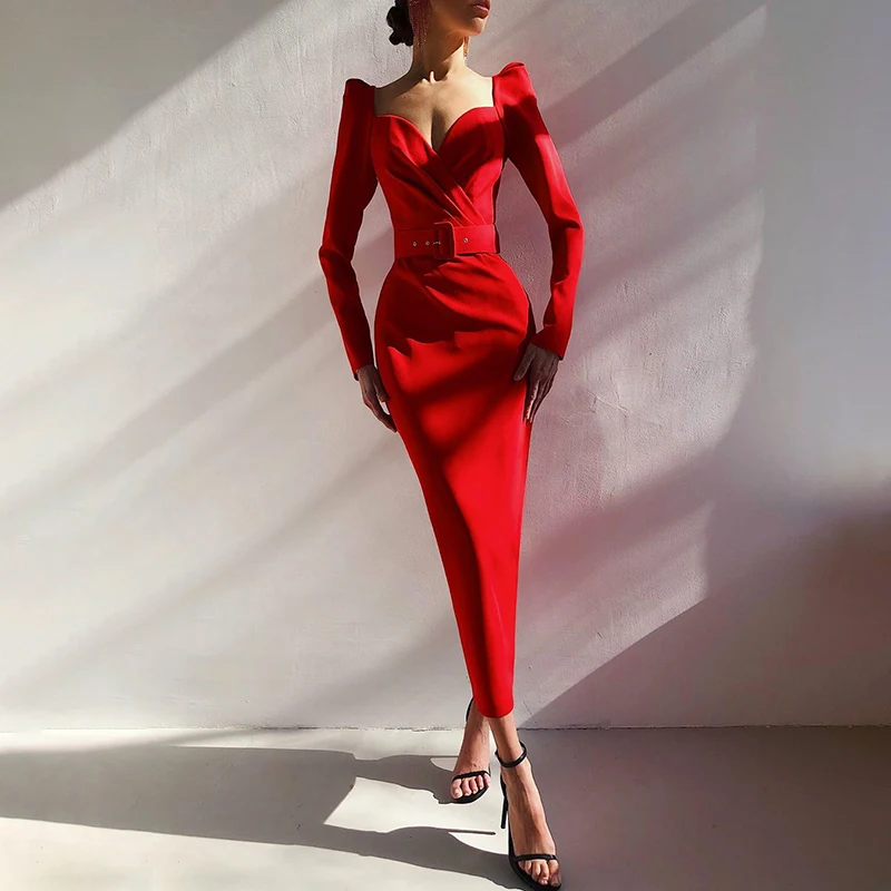 

Spring 2022 Long Sleeve V-neck Dress Slimming A-line Skirt harajuku dress