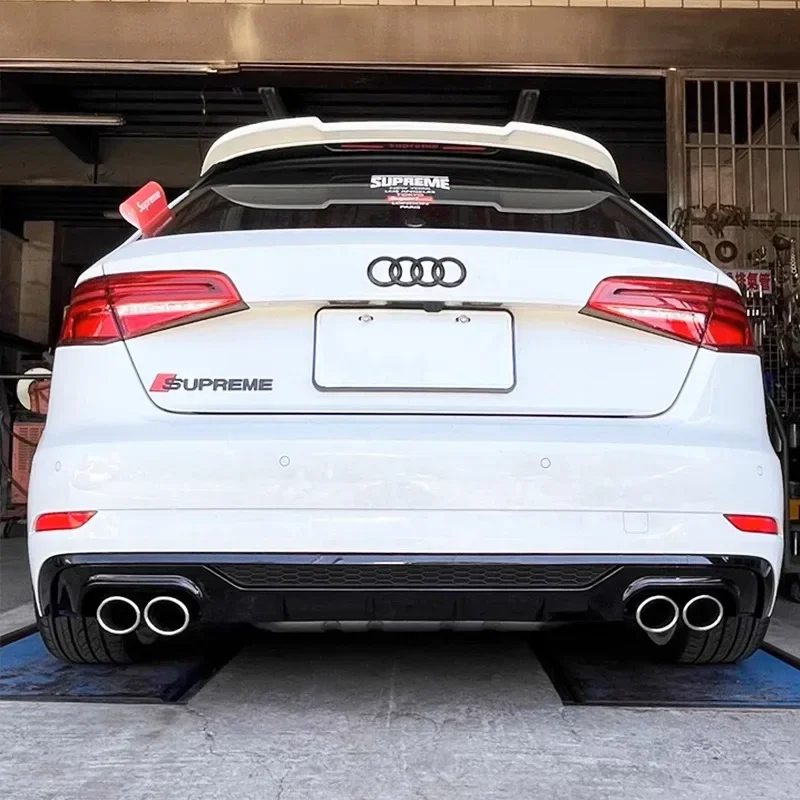 Фото Для Audi A3 Sportback (не для S-Line S3) 8V Facelift 2016-2020 Автомобильный диффузор заднего бампера сплиттер Bodykit тюнинг заднего балдачика №2