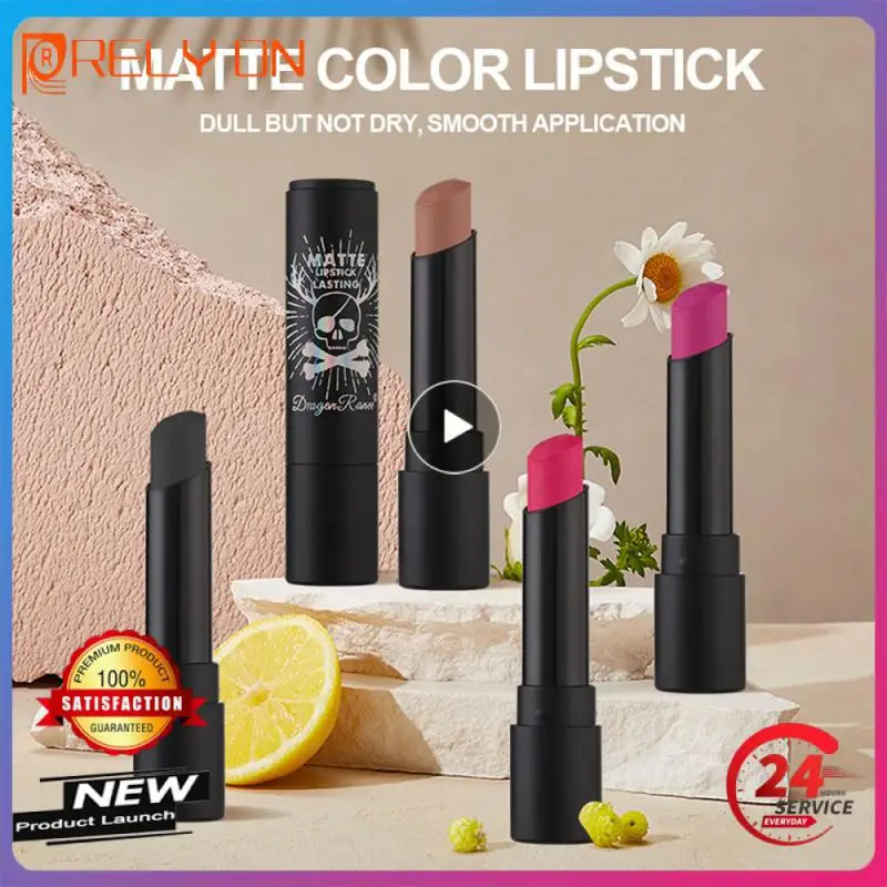 

Waterproof Skull Lipstick Red Lip Tint Cool Silky Smooth Lip Glaze Maquillaje Velvet Matte Lipstick Colorful Lip Pigment