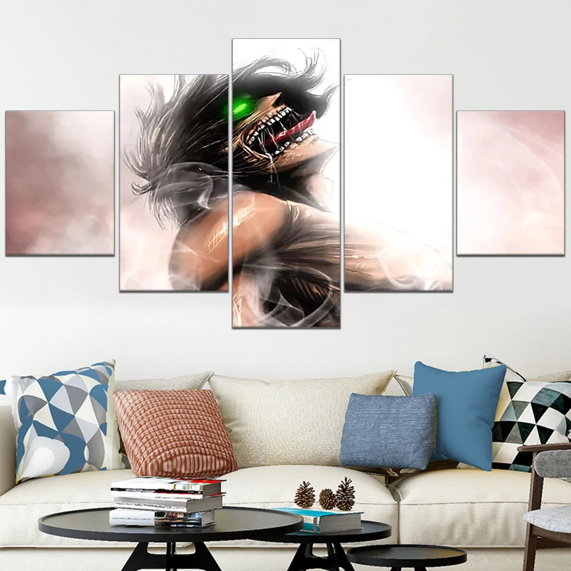 

Attack On Titan Anime Art Poster Eren Yeager Shingeki No Kyojin Print Pictures 5 Panel Modern Canvas Painting Wall Home Decor