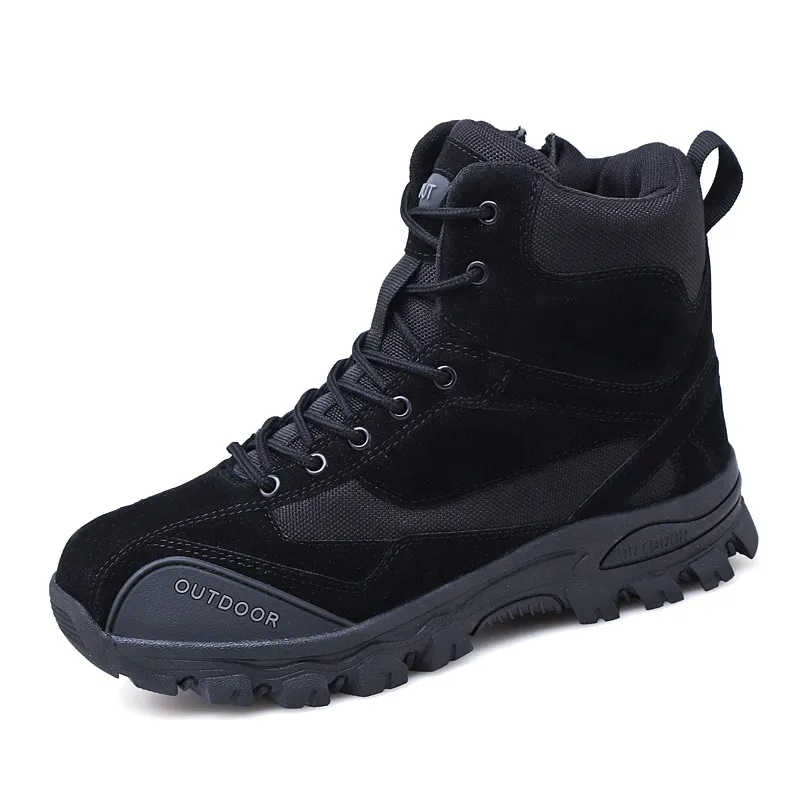 Military Lace Up Tactical Boots Man Outdoor Jungle Desert Platform Trekking Shoes Leather Hiking Boots Men Work Safty Shoes Man