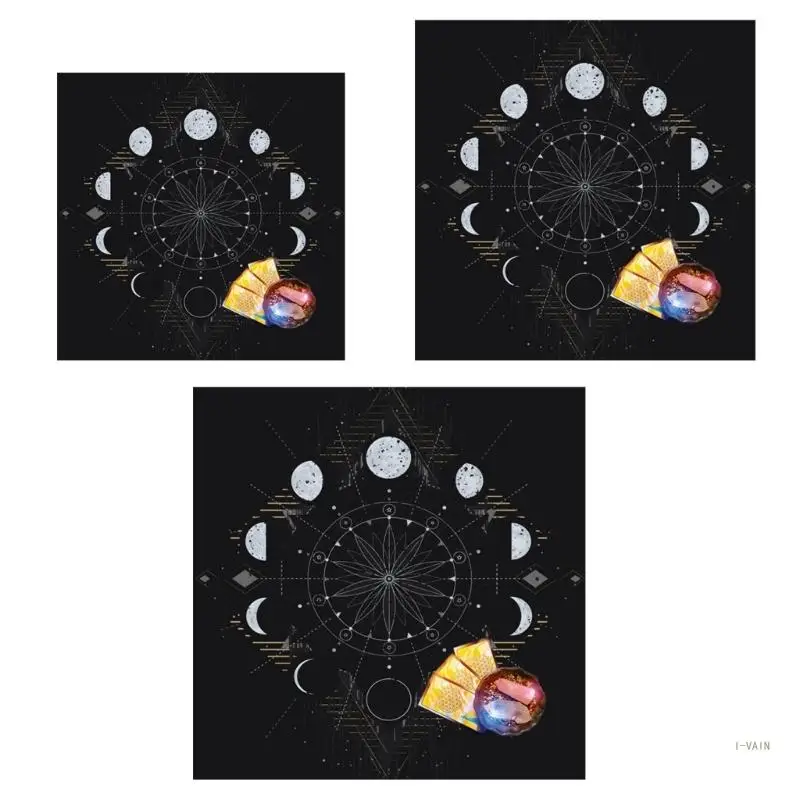 

M5TC Tarot Card Tablecloth Altars Cloth Moon Phases Astrologys Tablecloth Divinations Card Mat Tapestry Wall Decoration