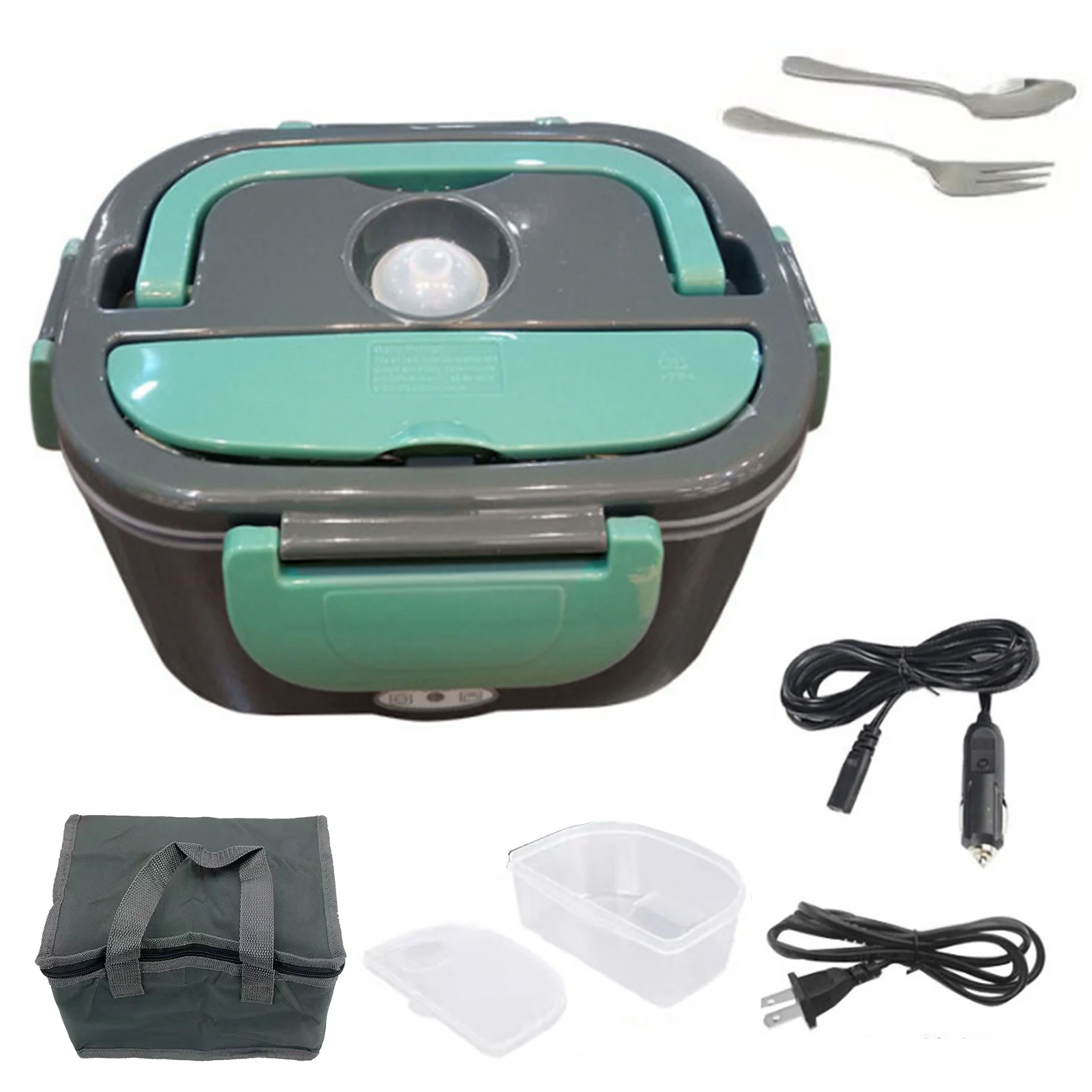 

1L Food Heater Electric Lunch Box Home Work Car Truck 220V 12V 24V 40W Portable Adults Leak Proof Fork Spoon Thermal Bag
