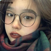 boyarn korean version new oval eyeglass frame retro light meter nail anti blue light glasses shades same retro flat lens