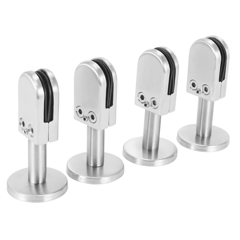 

4 PCS Glass Clamps 304 Glass Bracket Adjustable Glass Clip 8Mm Glass Shelf Clamp Holder Glass Panels With 40Mm Rod