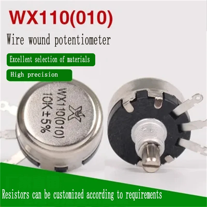

1 шт. WX110 WX010 1 Вт 10 Ом-22 кОм 10R-22K 3 паяльные клеммы 6 мм круглый металлический вал однооборотный потенциометр с проволочной обмоткой