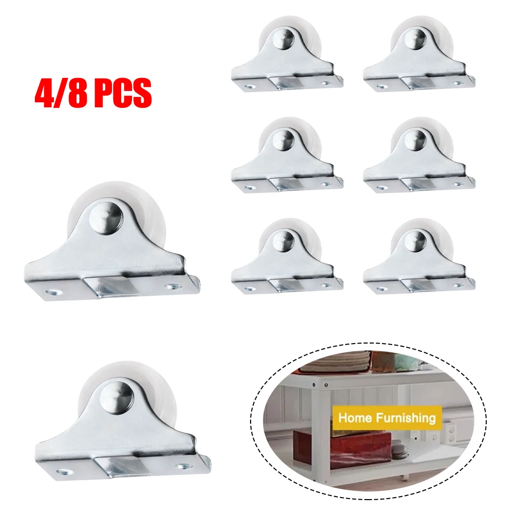 

4/8PCS Silent White Rail Fixed Casters Small 1-Way Wheels Furniture Plastic Directional Wheel Hardware Wear-resistant Accessorie