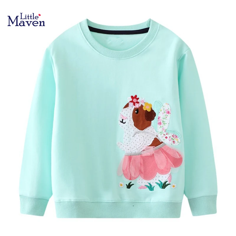 

Little maven 2022 Girls Sweatshirts Animal Hamster Appliques Baby Girls Long Sleeve Clothes Cotton 2 to 7years Little Kids Tops
