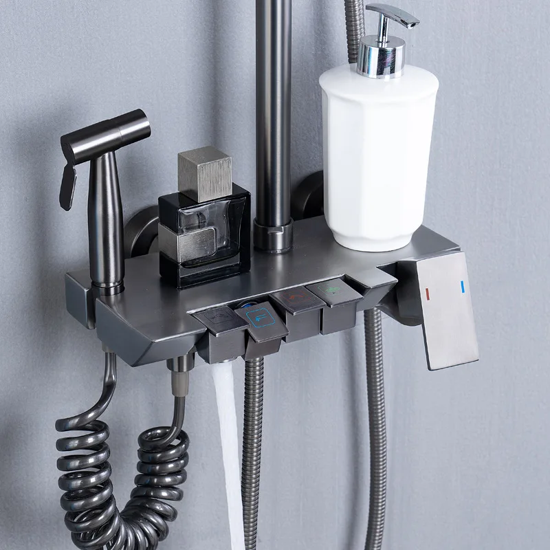 Душевой набор из нержавеющей стали 304 никель/серые клавиши фортепиано душевая