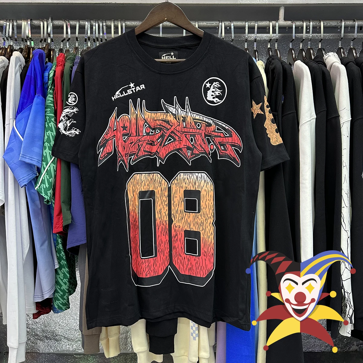 

Футболка Hellstar 08 для мужчин и женщин, топ с принтом ада и звезд с трещинами, дорога в рай, футболка в стиле хип-хоп с коротким рукавом